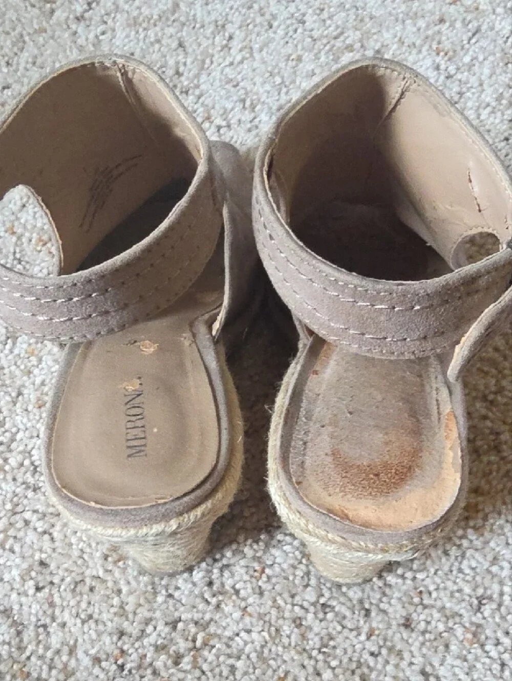 Taupe Suede Peep-Toe Wedge Sandals - Women 8.5
